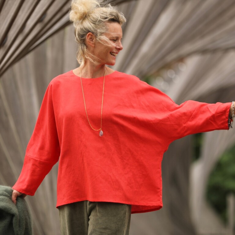 Quintessence - Blouse Naomie - lin/coton orange tangerine