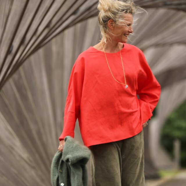 Quintessence - Blouse Naomie - lin/coton orange tangerine