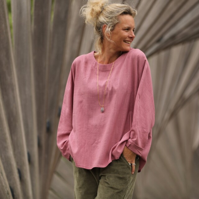 Quintessence - Blouse Naomie - lin/coton rose boisé