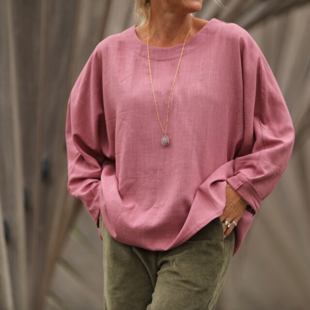 Quintessence - Blouse Naomie - lin/coton rose boisé