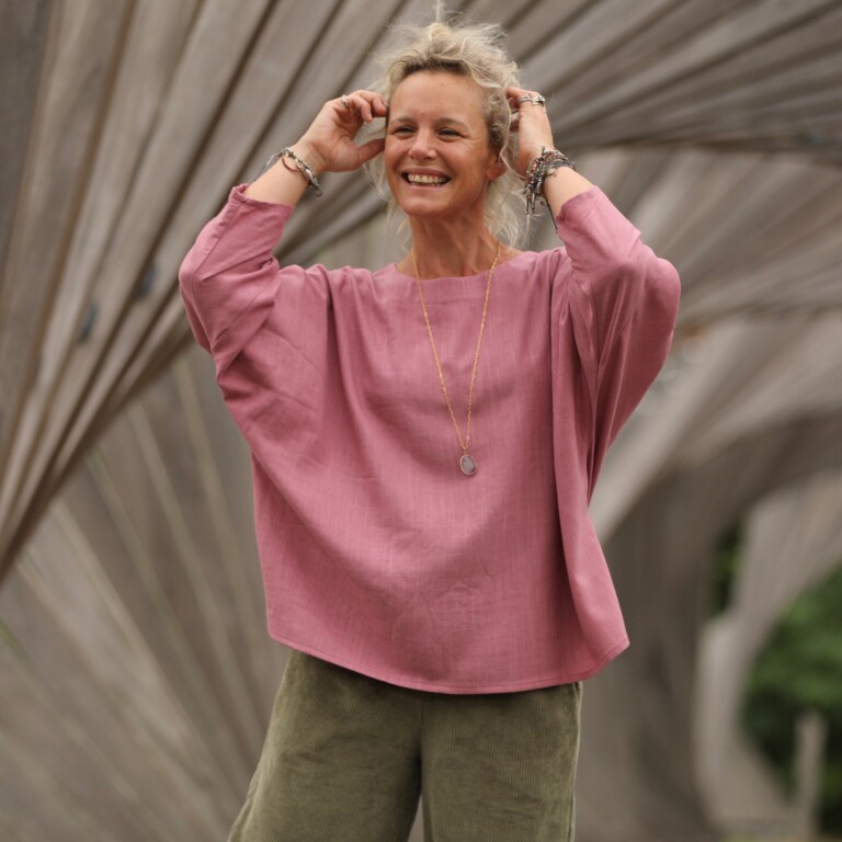 Quintessence - Blouse Naomie - lin/coton rose boisé
