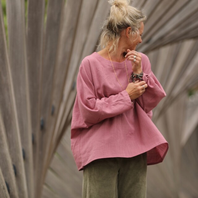 Quintessence - Blouse Naomie - lin/coton rose boisé