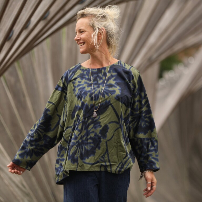 blouse naomie satin de coton ondee botanique 4186766 Quintessence - Blouse Naomie - satin de coton Ondée botanique