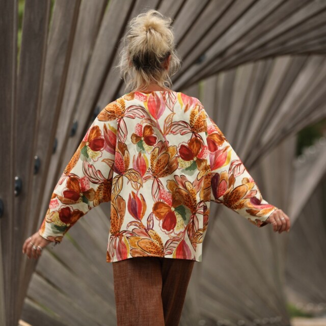 Quintessence - Blouse Naomie -  satin de coton poésie d’automne