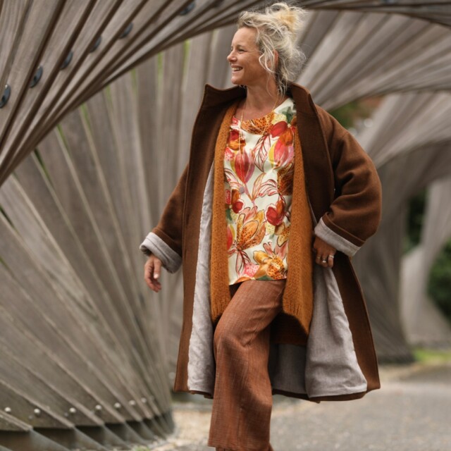 Quintessence - Blouse Naomie -  satin de coton poésie d’automne