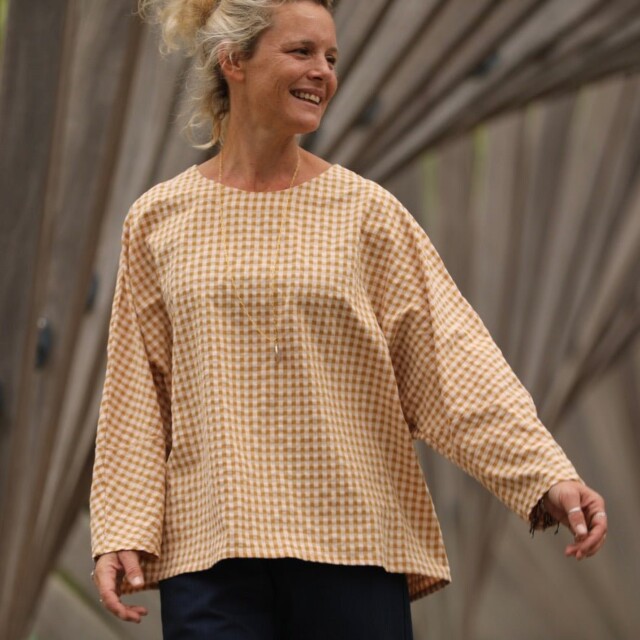 Quintessence - Blouse Naomie - Seersucker de coton vichy ocre