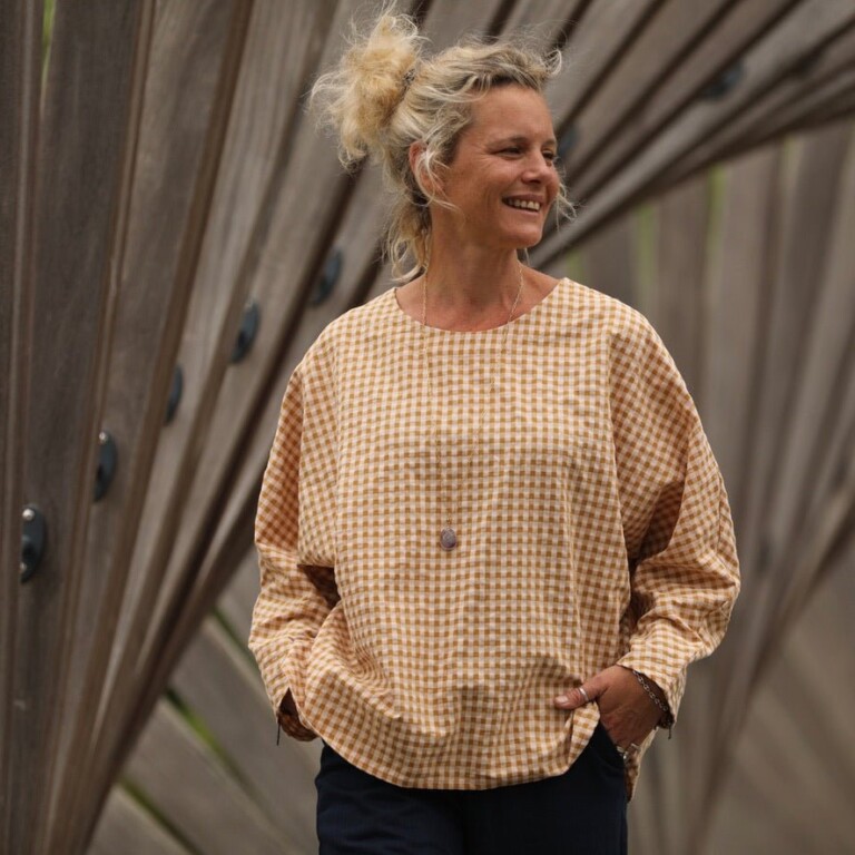 Quintessence - Blouse Naomie - Seersucker de coton vichy ocre
