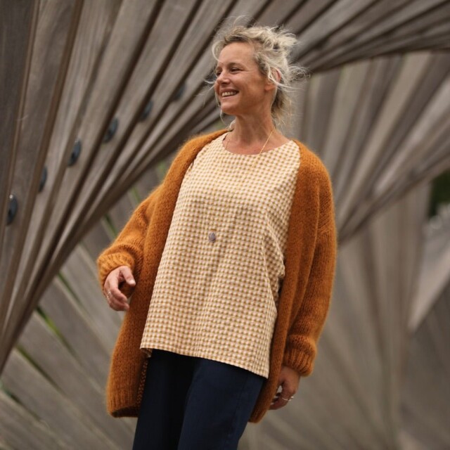 Quintessence - Blouse Naomie - Seersucker de coton vichy ocre