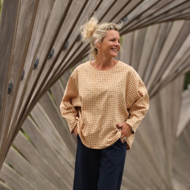 Quintessence - Blouse Naomie - Seersucker de coton vichy ocre