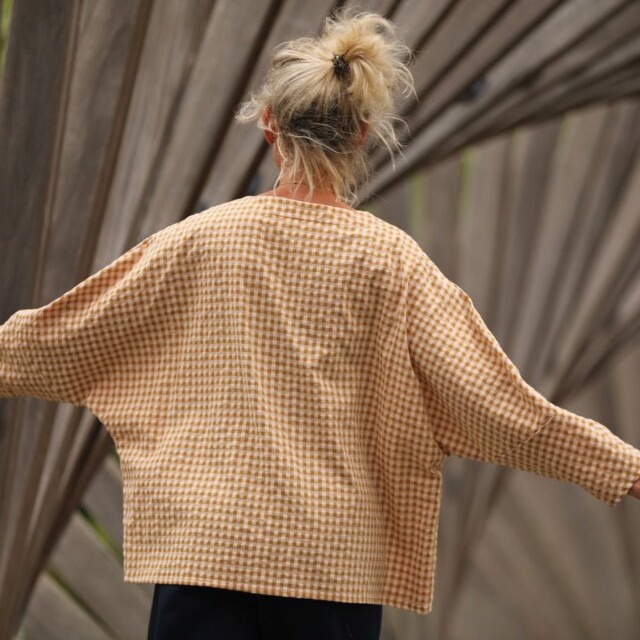 Quintessence - Blouse Naomie - Seersucker de coton vichy ocre