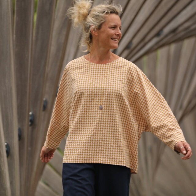 Quintessence - Blouse Naomie - Seersucker de coton vichy ocre
