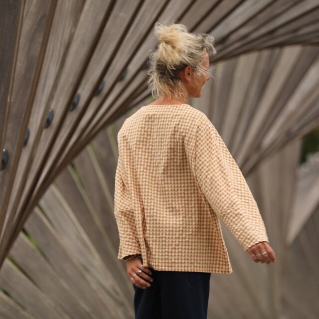 Quintessence - Blouse Naomie - Seersucker de coton vichy ocre