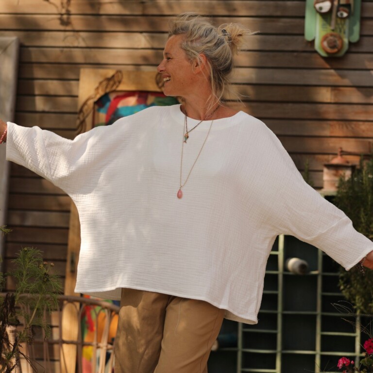 Quintessence - Blouse Naomie - triple gaze de coton blanche