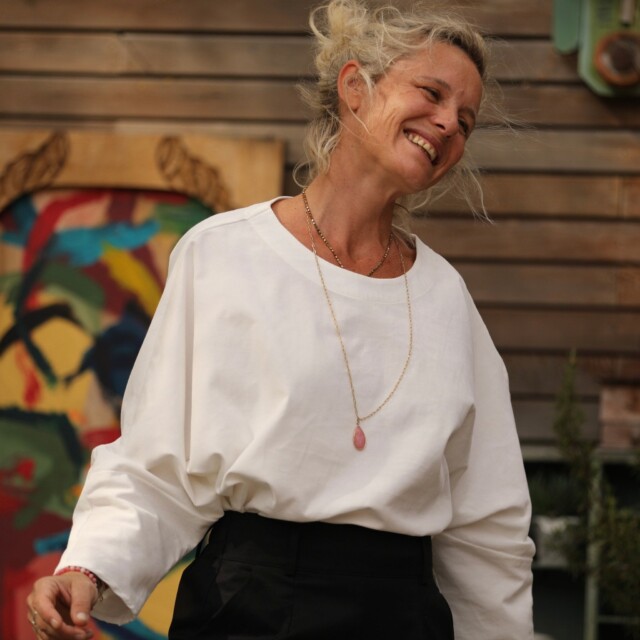 Quintessence - Blouse Naomie - velours milleraies ivoire