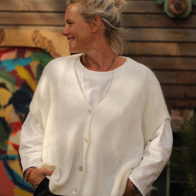 Quintessence - Blouse Naomie - velours milleraies ivoire