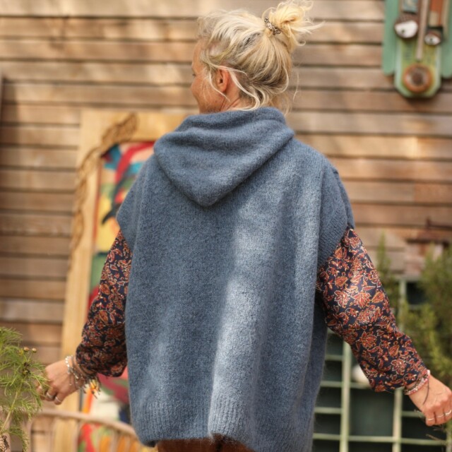 Quintessence - Blouse Naomie - voile de coton Marine & Fleur de Sable