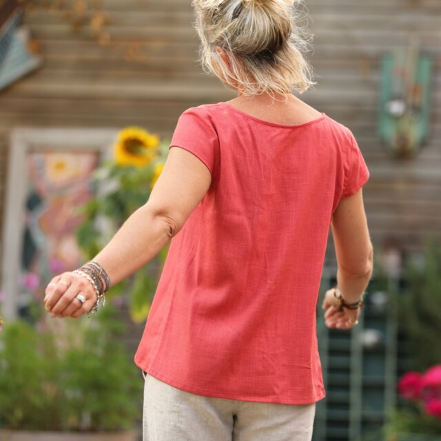 Quintessence - Blouse Sidonie coton et lin papaye