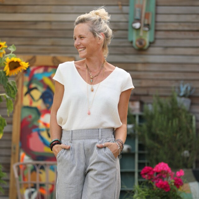 Quintessence - Blouse Sidonie double gaze de coton ivoire