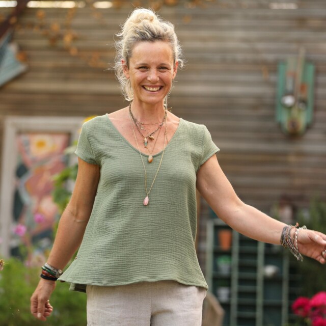 Quintessence - Blouse Sidonie double gaze de coton vert menthe