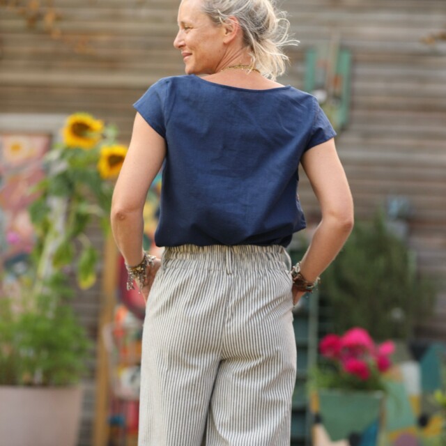 Quintessence - Blouse Sidonie en lin lavé bleu indigo