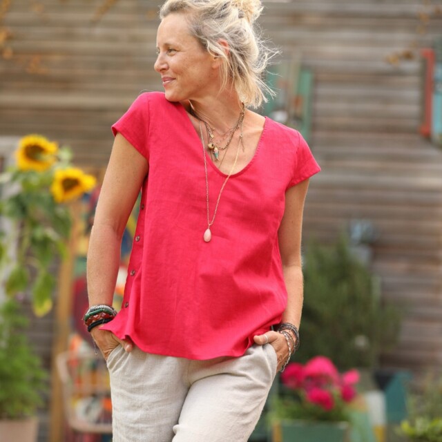 Quintessence - Blouse Sidonie en lin coquelicot