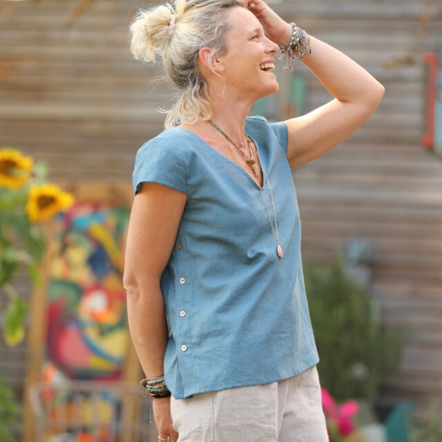 Quintessence - Blouse Sidonie en lin lavé navy