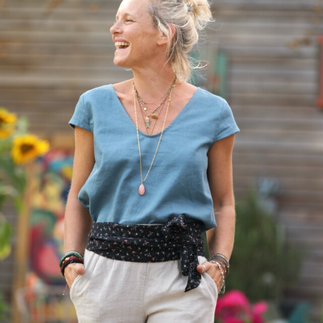 Quintessence - Blouse Sidonie en lin lavé navy