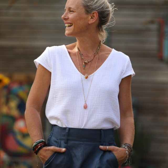 Quintessence - Blouse Sidonie triple gaze de coton blanche