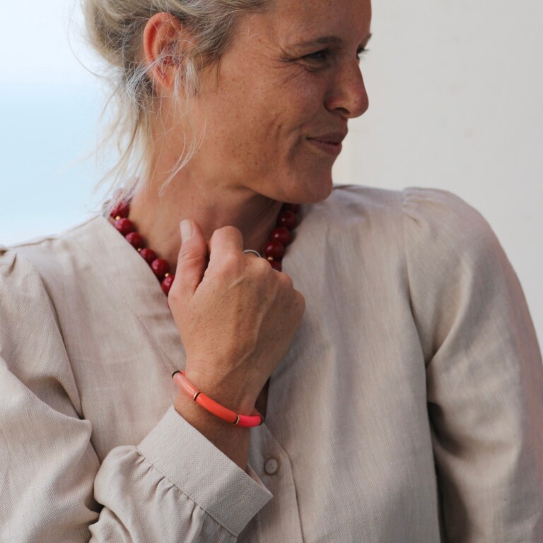 bracelet halo corail dore 4972513 Quintessence - Bracelet Halo – Corail & Doré