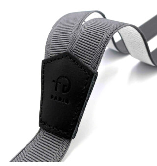Bretelles fines gris foncé hybrides à pinces et boutons finition cuir par la marque THE FRENCH GAME THE FRENCH GAME - Bretelles fines gris foncé hybrides à pinces et boutons finition cuir