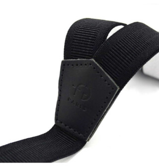 Bretelles fines noires hybrides à pinces ou à boutons finition en cuir par la marque THE FRENCH GAME THE FRENCH GAME - Bretelles fines noires hybrides à pinces ou à boutons finition en cuir