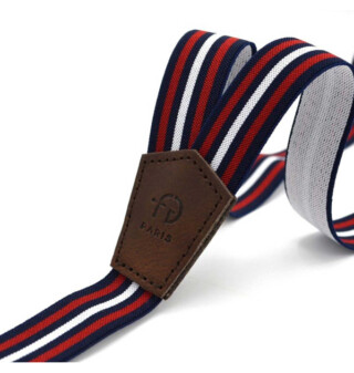 THE FRENCH GAME - Bretelles fines tricolores hybrides à pinces ou à boutons finition en cuir