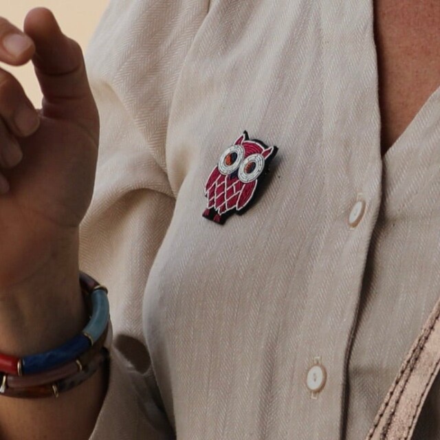 Quintessence - Broche Chouette brodée