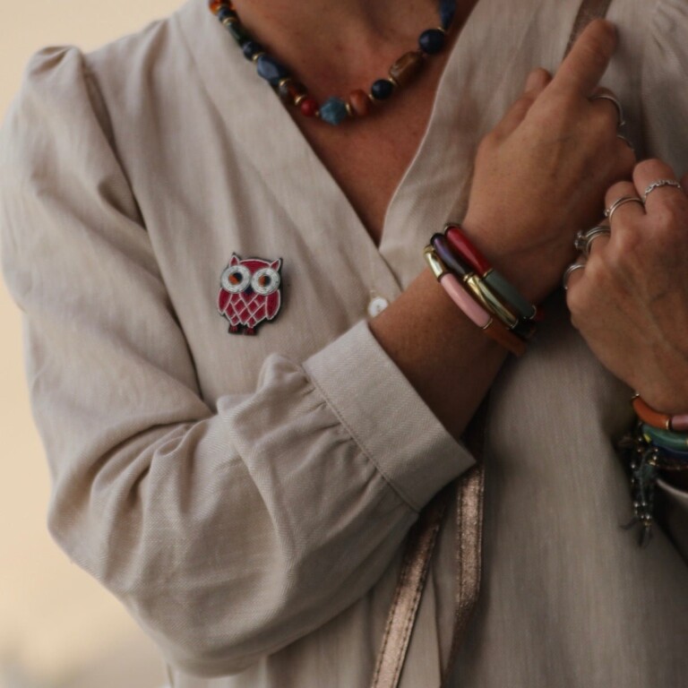 Quintessence - Broche Chouette brodée