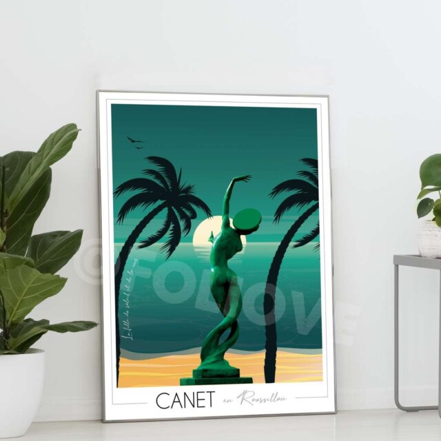 Foliove - Affiche Canet en Roussillon Fille du soleil et de la mer