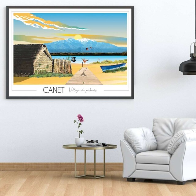 Foliove - Affiche Canet en Roussillon Village de pêcheurs