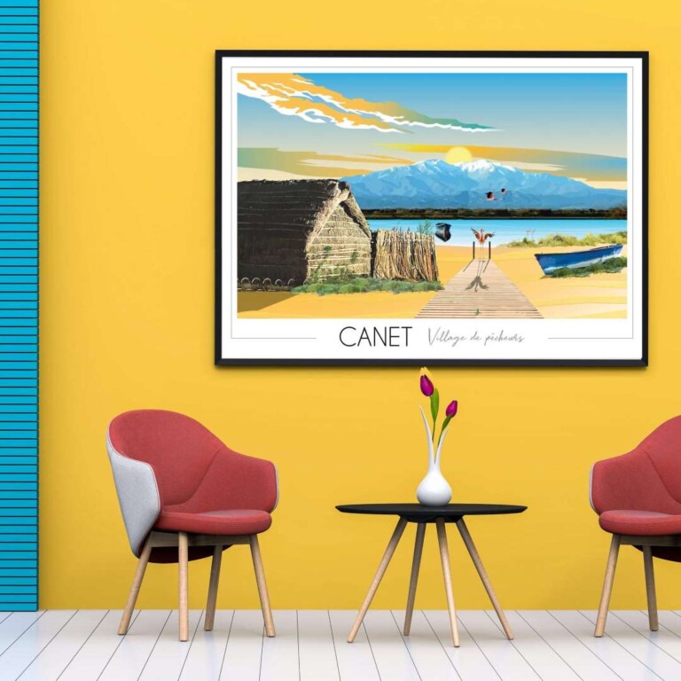 Foliove - Affiche Canet en Roussillon Village de pêcheurs