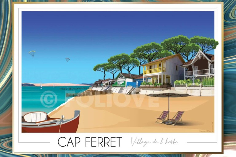 Foliove - Affiche Lège Cap Ferret Village de l'Herbe