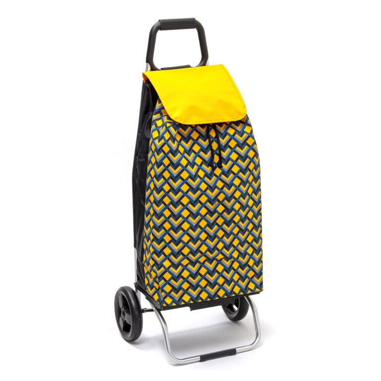 Mon Chariot de Courses - Chariot de courses pliable Carlux - Sac 55L imperméable - Geometrik Jaune