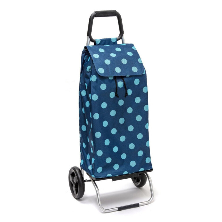 Mon Chariot de Courses - Chariot de courses pliable Carlux - Sac 55L imperméable - Pois Bleu Ciel