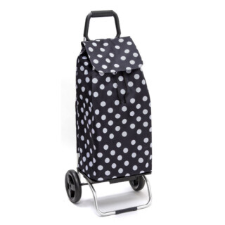 Chariot de courses pliable Carlux – Sac 55L imperméable – Pois Blanc Noir par la marque Mon Chariot de Courses Mon Chariot de Courses - Chariot de courses pliable Carlux – Sac 55L imperméable – Pois Blanc Noir