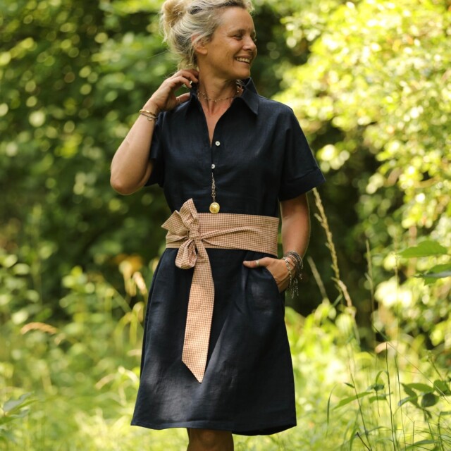 Quintessence - Ceinture Anita - Coton seersucker vichy terracotta/ivoire