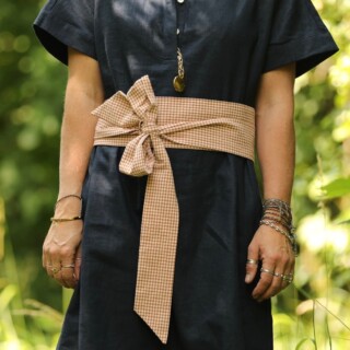 Quintessence - Ceinture Anita  Coton seersucker vichy terracotta/ivoire