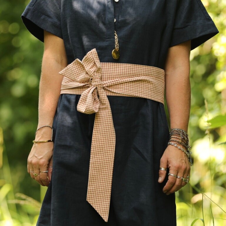 Quintessence - Ceinture Anita - Coton seersucker vichy terracotta/ivoire