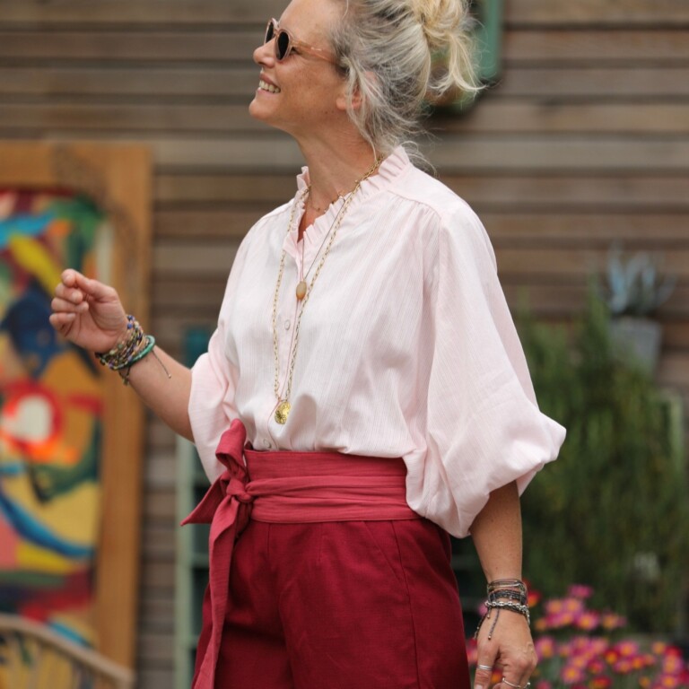 Meta SS25 - Ceinture Anita - Double gaze de coton fraise