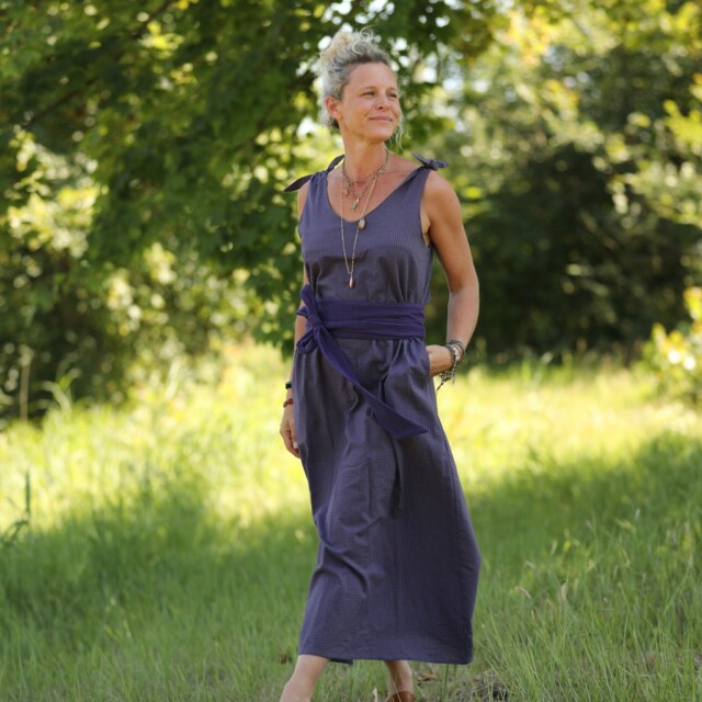 Quintessence - Ceinture Anita -double gaze de coton prune