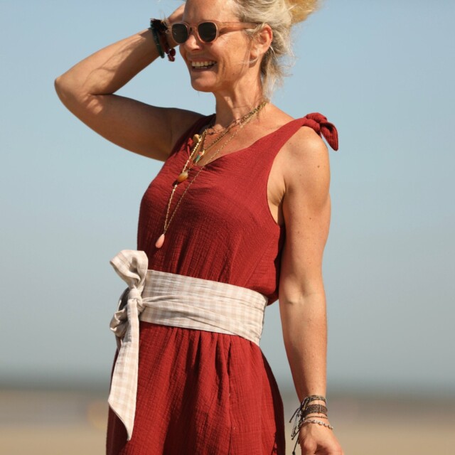 Quintessence - Ceinture Anita -double gaze de coton vichy ficelle-ivoire