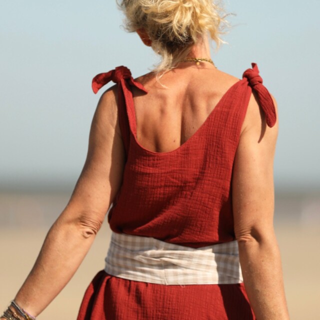 Quintessence - Ceinture Anita -double gaze de coton vichy ficelle-ivoire