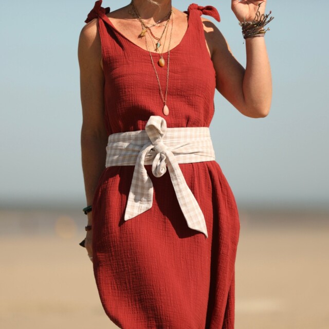 Quintessence - Ceinture Anita -double gaze de coton vichy ficelle-ivoire