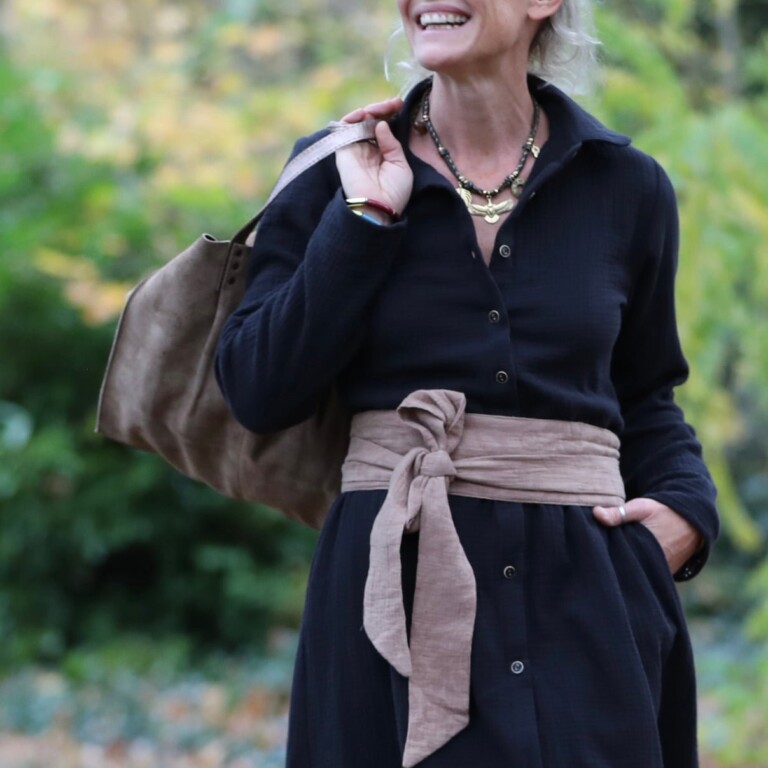 Quintessence - Ceinture Anita  - Jacquard coton/lin moka